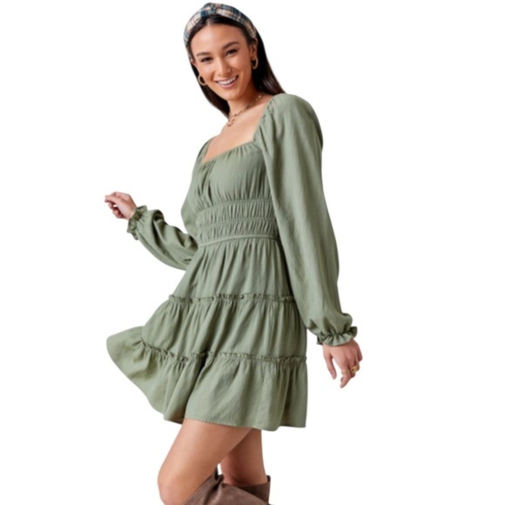 Liberty Love Olive Green Peasant Dress